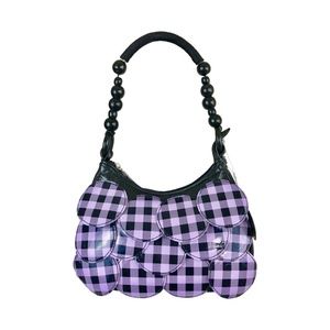 Plaid Lilac & Black Pleather Shoulder Handbag NWT